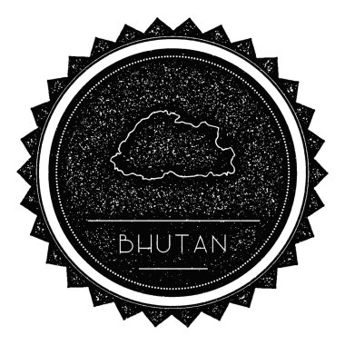Bhutan Haritası etiket Retro Vintage ile tasarım tarz.