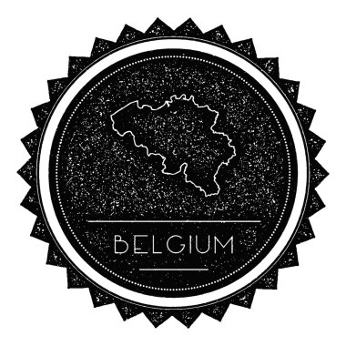 Retro Vintage ile Belçika harita etiket tasarım tarz.