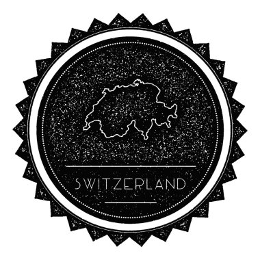 Switzerland Map Label with Retro Vintage Styled Design. clipart