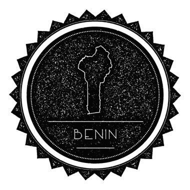 Benin harita etiket Retro Vintage ile tasarım tarz.