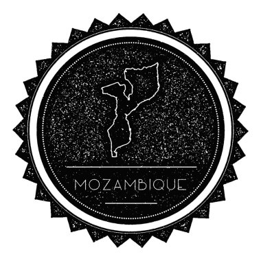 Mozambik Haritası etiket Retro Vintage ile tasarım tarz.