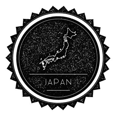 Japonya Haritası etiket Retro Vintage ile tasarım tarz.