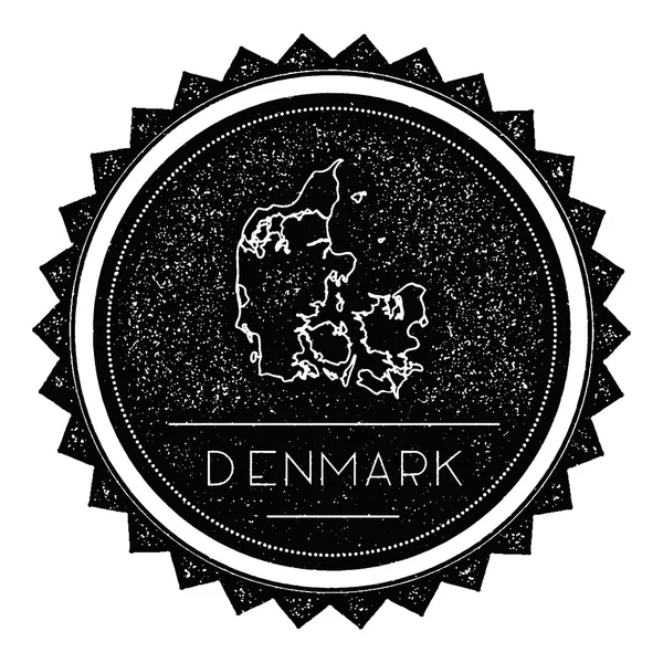 Danimarca Mappa Label with Retro Vintage Styled Design . — Vettoriale Stock