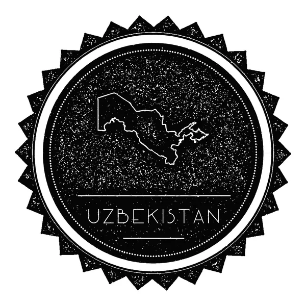 Etiqueta de mapa de Uzbekistán con diseño de estilo vintage retro . — Archivo Imágenes Vectoriales