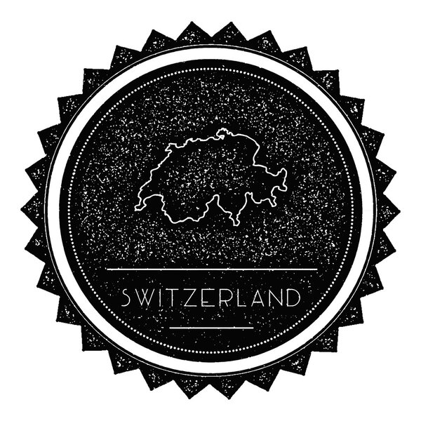 Switzerland Map Label with Retro Vintage Styled Design.