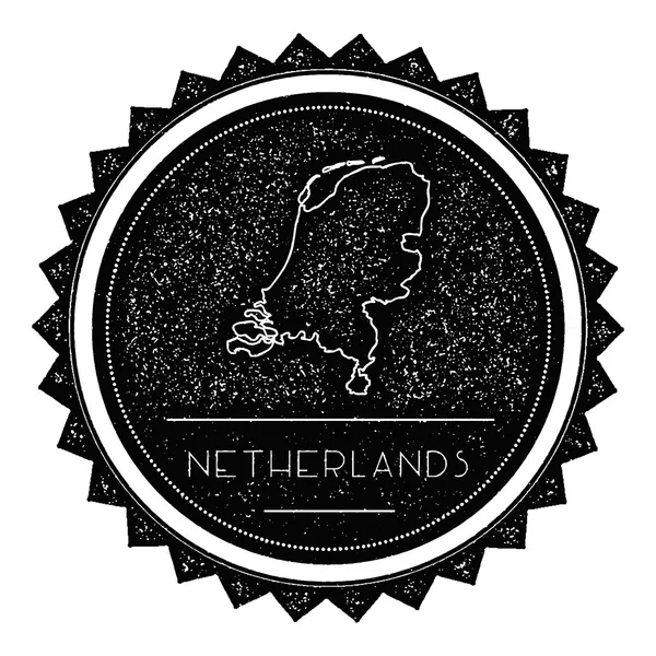 Étiquette de carte Pays-Bas avec design vintage rétro . — Image vectorielle