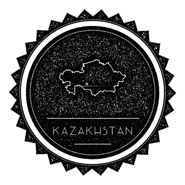 Etiqueta de mapa do Cazaquistão com design estilo vintage retro . —  Vetores de Stock