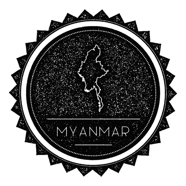 Etiqueta de mapa de Myanmar con diseño de estilo vintage retro . — Archivo Imágenes Vectoriales