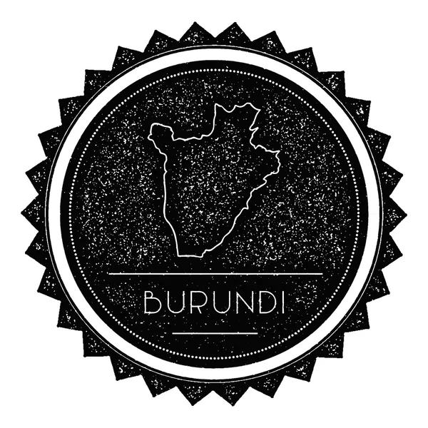 Etiqueta de mapa de Burundi con diseño de estilo vintage retro . — Archivo Imágenes Vectoriales