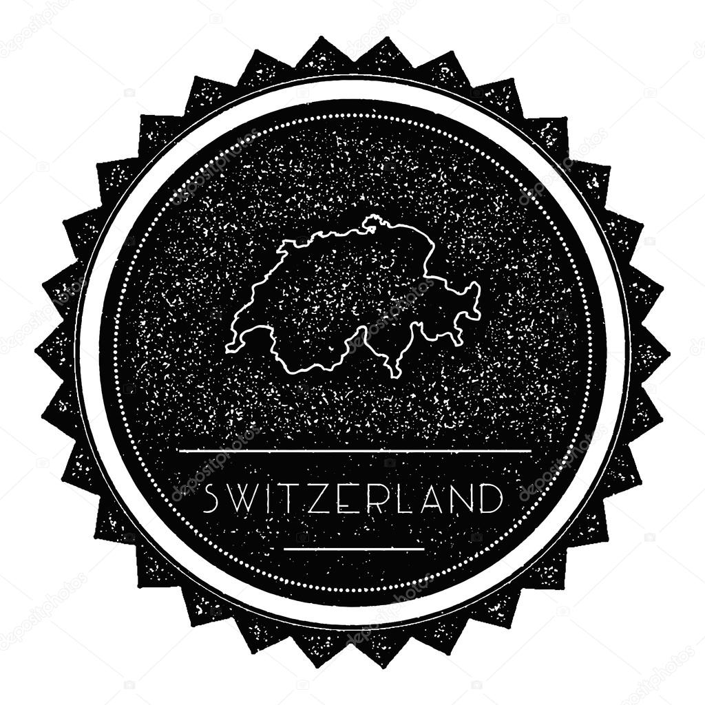 Switzerland Map Label with Retro Vintage Styled Design.