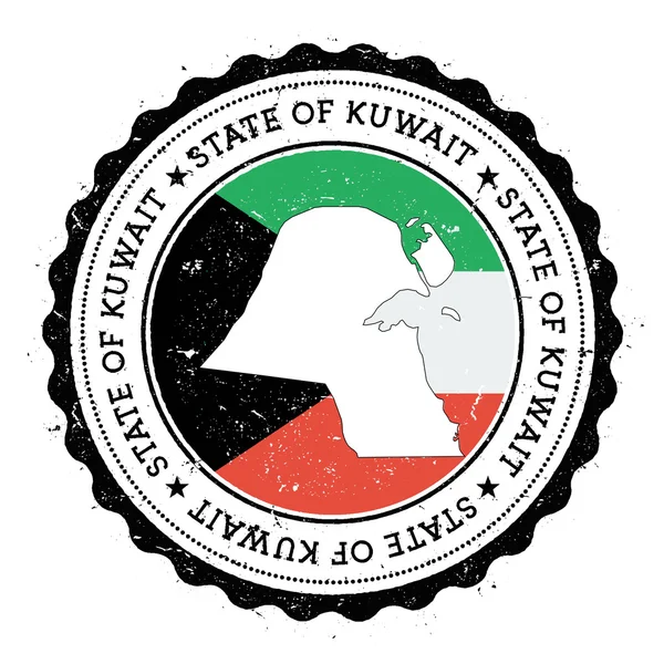 Kuwait mapa y bandera en caucho vintage sello de colores de estado . — Archivo Imágenes Vectoriales