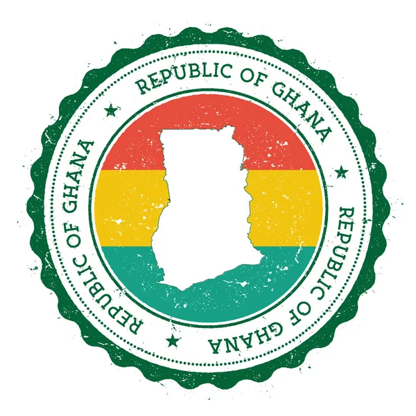 Ghana karta och flagga i Vintage gummi stämpel av statliga färger. — Stock vektor