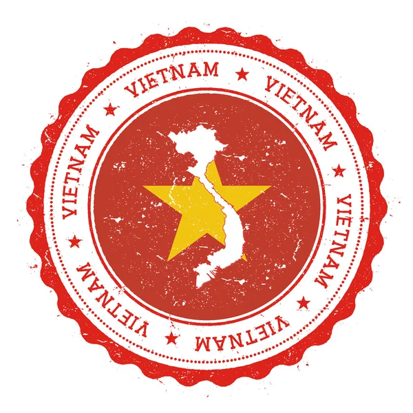 Vietname mapa e bandeira em borracha vintage carimbo de cores do estado . — Vetor de Stock