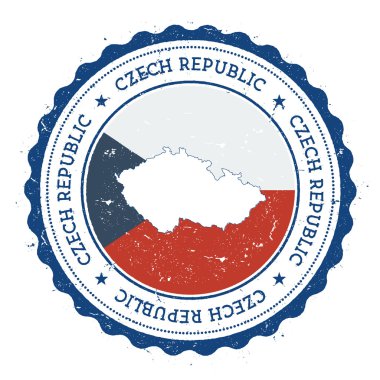 Çek Cumhuriyeti harita ve bayrak devlet renkleri vintage kauçuk damga.
