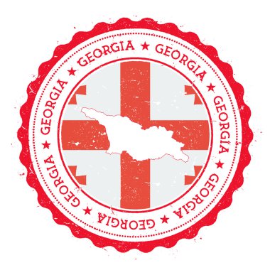 Georgia harita ve vintage lastik damgası devlet renklerin bayrağı.