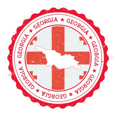 Georgia map and flag in vintage rubber stamp of state colours. clipart