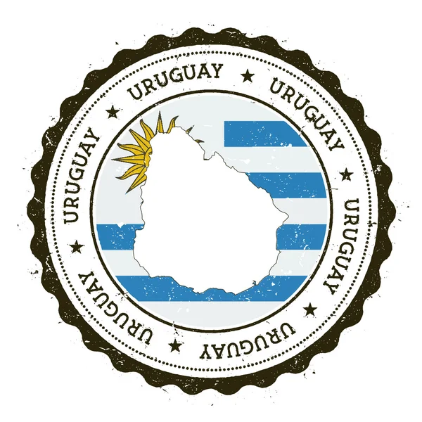 Mapa y bandera de Uruguay en caucho vintage estampado de colores estatales . — Archivo Imágenes Vectoriales