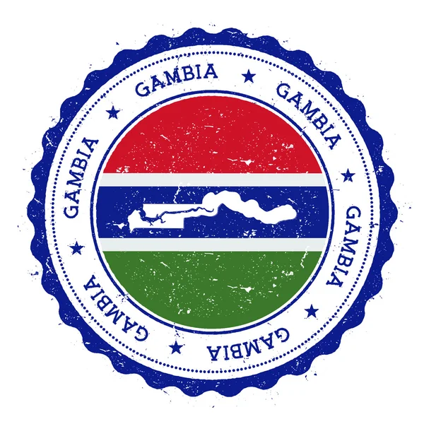Gambia mapa y bandera en caucho vintage estampado de colores de estado . — Archivo Imágenes Vectoriales