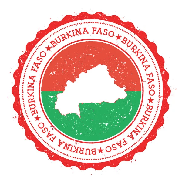 Burkina Faso karta och flagga i Vintage gummi stämpel av statliga färger. — Stock vektor