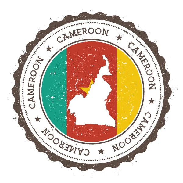 Camerún mapa y bandera en caucho vintage sello de colores de estado . — Vector de stock