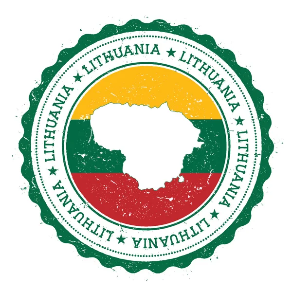 Lituania mapa y bandera en caucho vintage sello de colores de estado . — Archivo Imágenes Vectoriales