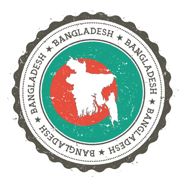 Bangladesh mapa y bandera en caucho vintage estampado de colores de estado . — Archivo Imágenes Vectoriales