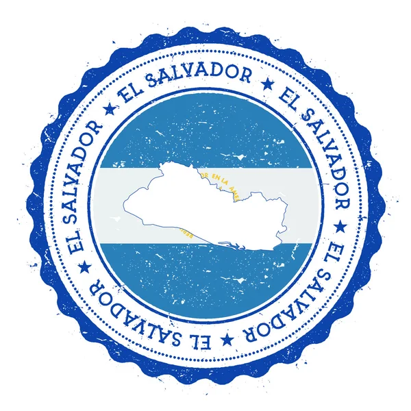 El Salvador harita ve devlet renkleri vintage kauçuk damga bayrak. — Stok Vektör