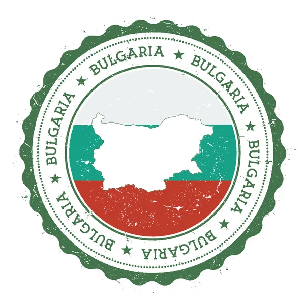 Bulgaria mapa y bandera en caucho vintage estampado de colores de estado . — Archivo Imágenes Vectoriales