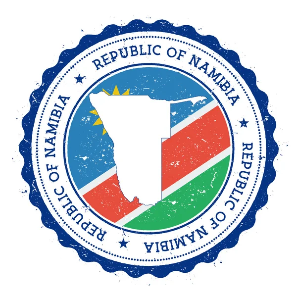 Namíbia mapa e bandeira em borracha vintage selo de cores do estado . — Vetor de Stock