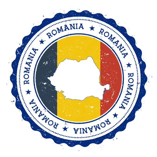 Mapa Rumunska a vlajka ve vintage razítko státních barev. — Stockový vektor
