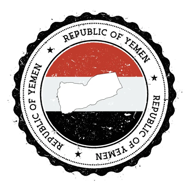 Yemen harita ve vintage lastik damgası devlet renklerin bayrağı. — Stok Vektör