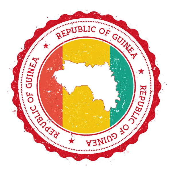 Karta över Guinea och flaggan i vintage gummistämpel av staten färger. — Stock vektor