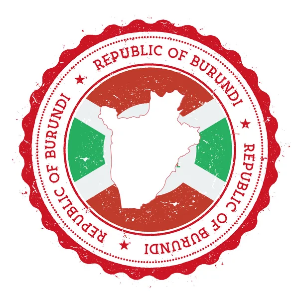 Burundi mappa e bandiera in gomma vintage timbro di colori di stato . — Vettoriale Stock