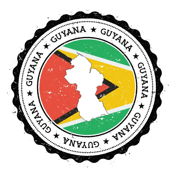 Guyana mapa y bandera en caucho vintage sello de colores de estado . — Archivo Imágenes Vectoriales