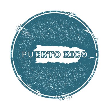 Grunge lastik damga adı ve Porto Riko, vektör çizim Haritası.