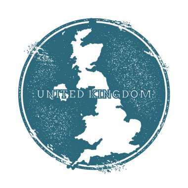 Grunge rubber stamp with name and map of United Kingdom, vector illustration. clipart
