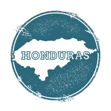 Grunge lastik damga adı ve Honduras, vektör çizim Haritası.