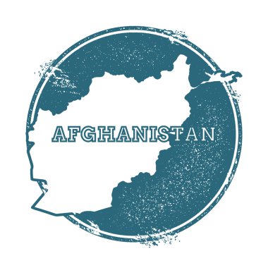 Grunge lastik damga adı ve Afganistan, vektör çizim Haritası.