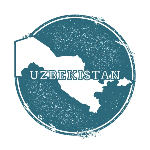 Sello de goma grunge con nombre y mapa de Uzbekistán, ilustración vectorial . — Archivo Imágenes Vectoriales