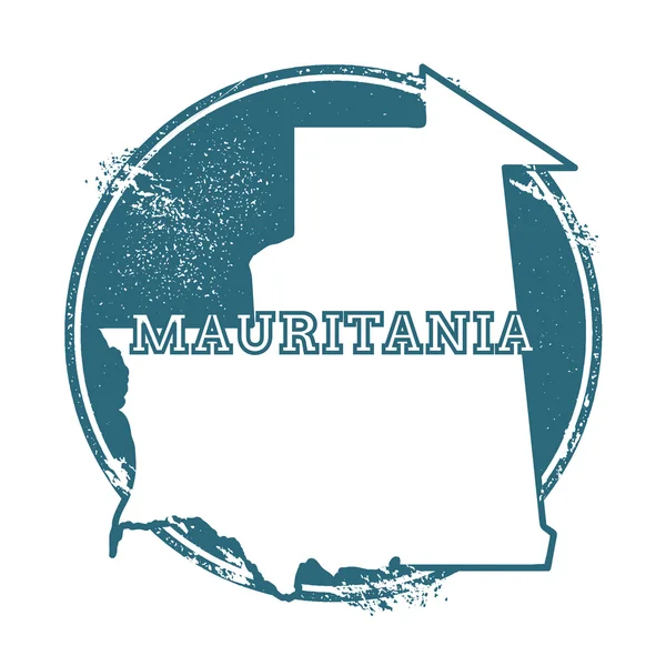 Sello de goma grunge con nombre y mapa de Mauritania, ilustración vectorial . — Vector de stock