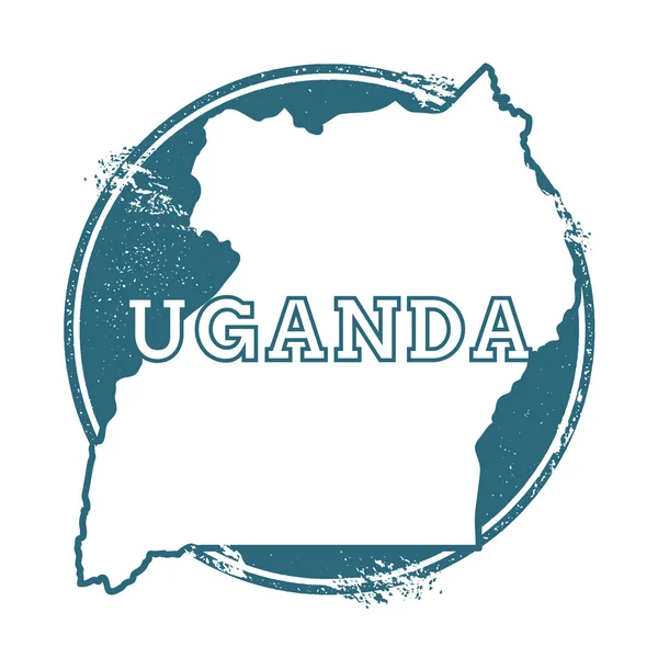 Grunge gummistämpel med namn och karta över Uganda, vektorillustration. — Stock vektor