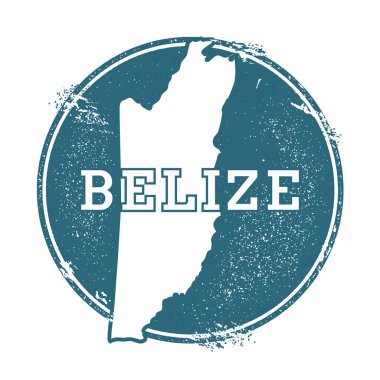 Grunge lastik damga adı ve Belize, vektör çizim Haritası.
