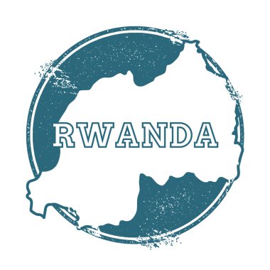 Grunge rubber stamp with name and map of Rwanda, vector illustration. clipart