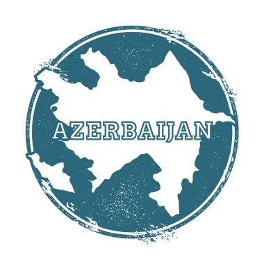 Azerbaycan adı ve haritası ile Grunge kauçuk damgası, vektör illüstrasyon.