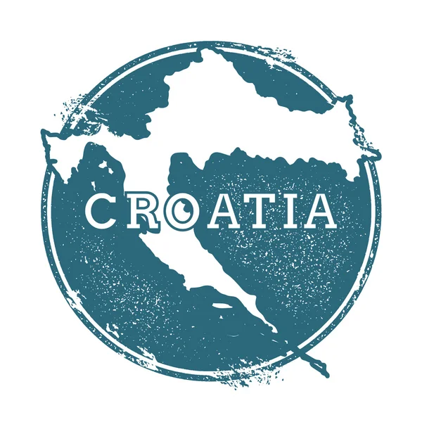 Гранжевая резиновая марка с названием и картой Хорватии, векторная иллюстрация . — стоковый вектор