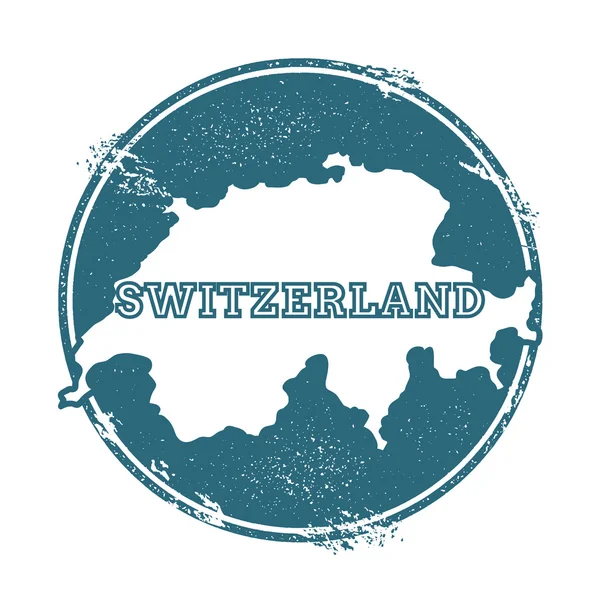 Timbre caoutchouc Grunge avec nom et carte de la Suisse, illustration vectorielle . — Image vectorielle