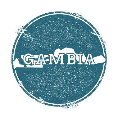 Gambiya adı ve haritası ile Grunge kauçuk damga, vektör illüstrasyon.