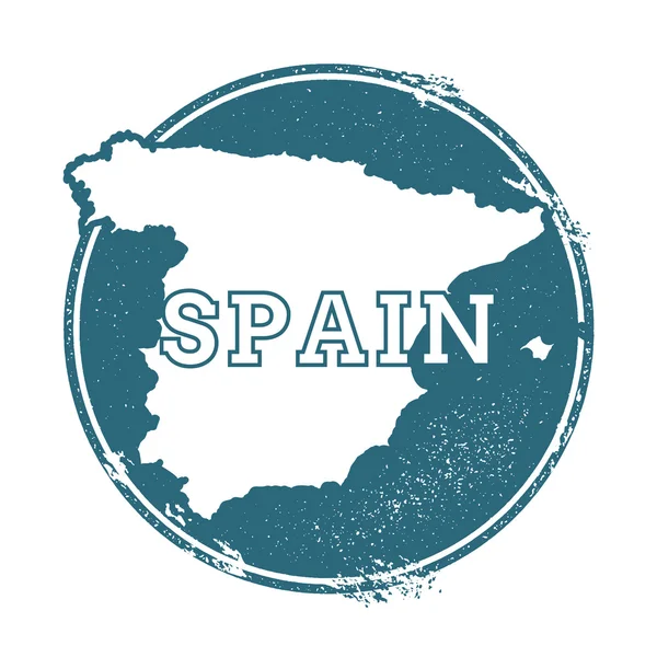格伦格橡皮图章与西班牙的名称和地图，矢量插图. — 图库矢量图片