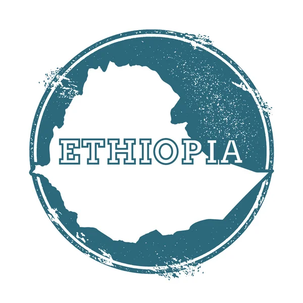 Sello de goma grunge con nombre y mapa de Etiopía, ilustración vectorial . — Vector de stock