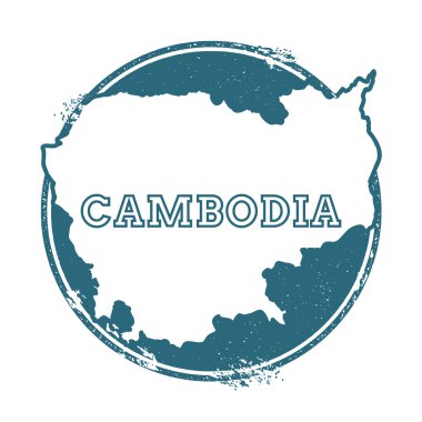 Adı ve Kamboçya haritası ile Grunge kauçuk damga, vektör illüstrasyon.